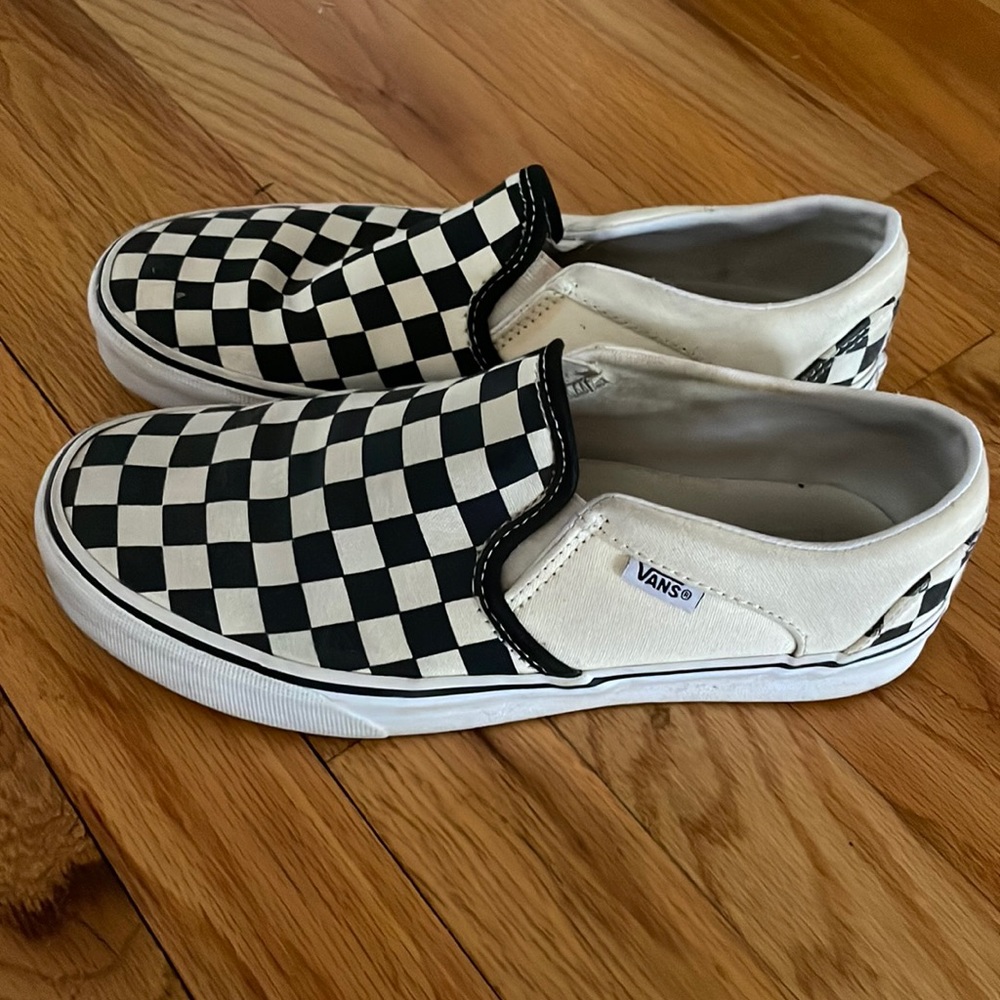 Vans checkered slip ons